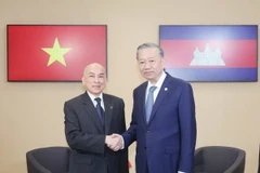 Nhân dịp tham dự Hội nghị cấp cao Pháp ngữ lần thứ 19, chiều 5/10/2024, tại Thủ đô Paris, Tổng Bí thư, Chủ tịch nước Tô Lâm tiếp xúc song phương với Quốc vương Campuchia Norodom Sihamoni. (Ảnh: Trí Dũng/ TTXVN)