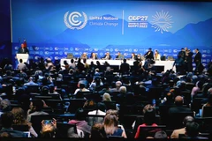 Quang cảnh phiên khai mạc COP27 tại Trung tâm Hội nghị Quốc tế Sharm El-Sheikh ở thành phố Sharm El-Sheikh (Ai Cập). (Ảnh: Nguyễn Trường/TTXVN)