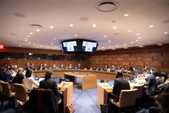 Quang cảnh cuộc tọa đàm về thành quả 40 năm thực hiện Công ước Liên hợp quốc năm 1982 về Luật biển (UNCLOS 1982) do Việt Nam, Hy Lạp, Ai Cập và Senegal đồng tổ chức ngày 8/12/2022 (giờ địa phương). (Ảnh: TTXVN)