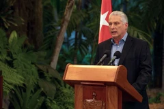 Chủ tịch Cuba Miguel Díaz-Canel phát biểu tại La Habana. (Ảnh: AFP/TTXVN)