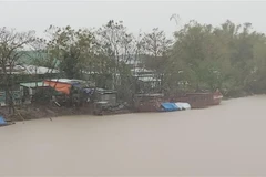 Do mưa lớn kéo dài trên diện rộng kết hợp xả lũ, mực nước các con sông trên địa bàn tỉnh Quảng Nam lên nhanh trong ngày 14/10/2022. (Ảnh: Đoàn Hữu Trung/TTXVN)