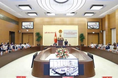Chủ tịch Quốc hội Vương Đình Huệ và Thủ tướng Chính phủ Phạm Minh Chính chủ trì Hội nghị Đảng đoàn Quốc hội với Ban Cán sự Đảng Chính phủ về Kỳ họp thứ tư, Quốc hội khóa XV, chiều 14/10/2022. (Ảnh: Doãn Tấn/TTXVN)