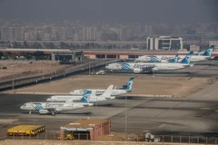 Máy bay của Hãng hàng không EgyptAir tại sân bay quốc tế Cairo, Ai Cập ngày 6/1/2021. (Ảnh: AFP/TTXVN)