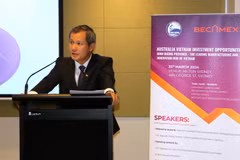 Ông Nguyễn Đăng Thắng - Tổng lãnh sự Việt Nam tại bang New South Wales, bang Nam Australia và bang Queensland - phát biểu tại hội thảo. (Ảnh: Văn Linh/TTXVN)