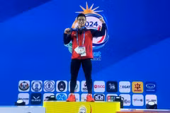 Lực sỹ Trịnh Văn Vinh xuất sắc giành tấm vé tham dự Olympic Paris 2024. (Ảnh: Đội tuyển cử tạ Việt Nam)
