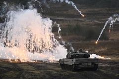 Xe tăng Leopard 2 tại trung tâm huấn luyện ở Augustdorf, Đức, ngày 1/2/2023. (Ảnh: AFP/TTXVN)