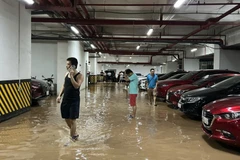 Nước ngập tại hầm chung cư HH3.1 FLC Đại Mỗ, Hà Nội. (Ảnh người dân cung cấp)