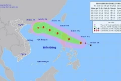 Đường đi của bão số 8, lúc 7 giờ ngày 12/11/2024. (Ảnh: TTXVN phát)