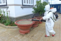 Phun hóa chất diệt muỗi tại nhà dân, khu dân cư. (Ảnh: TTXVN)