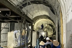 Hiện trường vụ sạt lở hầm đường sắt Chí Thạnh tháng 5/2024. (Ảnh: Tường Quân/TTXVN)