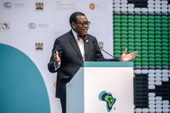 Chủ tịch Ngân hàng Phát triển châu Phi (AfDB), ông Akinwumi Adesina phát biểu tại một hội nghị ở Nairobi, Kenya ngày 5/9/2023. (Ảnh: AFP/TTXVN)