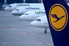 Máy bay của hãng hàng không Lufthansa tại sân bay Frankfurt, Đức. (Ảnh: AFP/TTXVN)