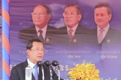 Chủ tịch CPP Samdech Techo Hun Sen phát biểu tại Lễ kỷ niệm. (Ảnh: AKP/TTXVN phát)