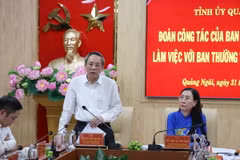 Phó Trưởng ban Tổ chức Trung ương Hoàng Đăng Quang phát biểu tại buổi làm việc. (Ảnh: Phạm Cường/TXVN)