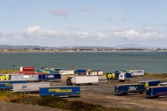 Những người di cư được phát hiện trong một chiếc xe container đông lạnh ở cảng Rosslare. (Ảnh: Bloomberg)