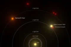 Sơ đồ cho thấy Barnard là ngôi sao đơn lẻ gần Mặt Trời nhất. (Nguồn: IEEC/Science-Wave)