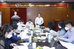 Ông Lê Tiến Châu, Ủy viên Trung ương Đảng, Phó Bí thư Đảng đoàn, Phó Chủ tịch, Tổng Thư ký Ủy ban Trung ương Mặt trận Tổ quốc Việt Nam, Phó Trưởng Ban Chỉ đạo, Trưởng đoàn khảo sát phát biểu. (Ảnh: Phương Hoa/TTXVN)