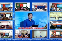 Đối thoại trực tiếp và trực tuyến giữa Bí thư thứ nhất Trung ương Đoàn với đoàn viên, thanh thiếu nhi năm 2022. (Ảnh: Minh Đức/TTXVN)