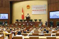 Chủ tịch Quốc hội Vương Đình Huệ phát biểu kết thúc phiên chất vấn và trả lời chất vấn. (Ảnh: Doãn Tấn/TTXVN)