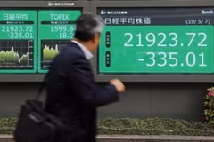 Bảng tỷ giá chứng khoán tại Tokyo, Nhật Bản. (Nguồn: Kyodo/TTXVN)