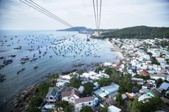 Thị trấn An Thới, huyện đảo Phú Quốc nhìn từ trên cao. (Ảnh: Hồng Đạt/TTXVN)