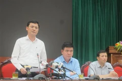 Chánh Văn phòng UBND thành phố Hà Nội Phạm Quý Tiên phát biểu tại buổi họp báo. (Ảnh: Nguyễn Thắng/TTXVN)