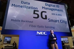 Công nghệ 5G được giới thiệu tại Hội nghị Di động thế giới 2019 ở Barcelona, Tây Ban Nha, ngày 26/2/2019. (Ảnh: THX/ TTXVN)