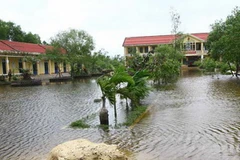 Trường học ở Quảng Điền phải đóng cửa vì lũ. (Ảnh: Hồ Cầu/TTXVN)
