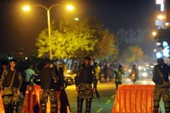 Lực lượng an ninh Maldives triển khai trên đường phố ở Male ngày 9/2. (Nguồn: AFP/TTXVN)