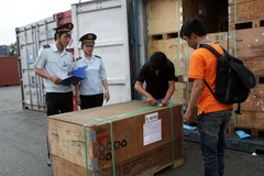 Kiểm tra hàng nhập khẩu (Ảnh: Phạm Hậu/TTXVN)