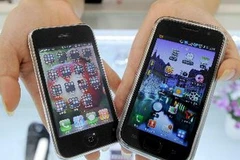 Điện thoại di động Galaxy S của Samsung (phải) và iPhone 3G của Apple. (Nguồn: AFP/TTXVN)