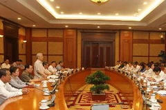 Tổng Bí thư Nguyễn Phú Trọng phát biểu tại buổi làm việc. (Ảnh: Trí Dũng/TTXVN)