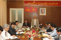 Tổng Bí thư Nguyễn Phú Trọng phát biểu tại buổi làm việc. (Ảnh: Trí Dũng/TTXVN)