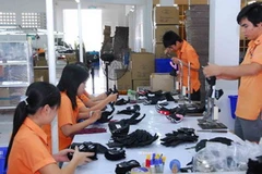 Sản xuất tại công ty Komega-X (100% vốn Hàn Quốc). (Ảnh: Hồng Kỳ/TTXVN)