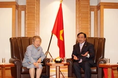 Phó Thủ tướng Hoàng Trung Hải tiếp Chủ tịch JICA. (Ảnh: Hồng Hà/TTXVN)