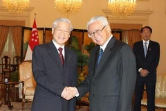 Tổng Bí thư Nguyễn Phú Trọng hội kiến với Tổng thống Singapore Tony Tan Keng Giam. (Ảnh: Trí Dũng/TTXVN)