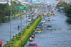Cảnh ngập lụt tại thủ đô Bangkok ngày 23/10. (Nguồn: AFP/TTXVN)