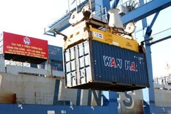 Bốc xếp hàng hóa tại cảng Cát Lái. (Ảnh: Đỗ Ngọc Giang/TTXVN)