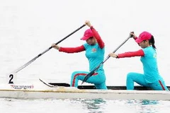 Thi đấu vòng loại nội dung 1.000m C2 đơn nữ. (Ảnh: Quốc Khánh/TTXVN)