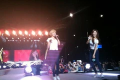 SNSD trong đêm diễn Gangnam Festival 2012 tại Seoul. (Ảnh: Vũ Hà/Vietnam+)