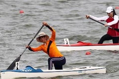 Vận động viên Nguyễn Thị Thu Hoài (Hải Dương 2). (Ảnh: Quốc Khánh/Vietnam+)