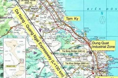 Bản đồ hướng tuyến Dự án đường cao tốc Đà Nẵng - Quảng Ngãi. (Nguồn: Báo Đà Nẵng)