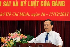 Ủy viên Bộ Chính trị, Bí thư Trung ương Đảng, Chủ nhiệm Ủy Ban Kiểm tra Trung ương Ngô Văn Dụ phát biểu khai mạc hội nghị. (Ảnh: Thanh Vũ/TTXVN)