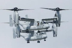 Máy bay MV-22 Osprey tới căn cứ không quân Futenma ở Ginowan, tỉnh Okinawa. (Nguồn: Kyodo/TTXVN)