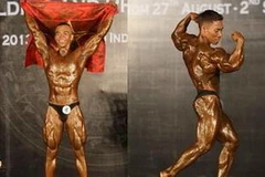 Các lực sỹ Việt Nam đạt huy chương vàng tại cuộc thi. (Ảnh: Quang Nhựt/TTXVN)