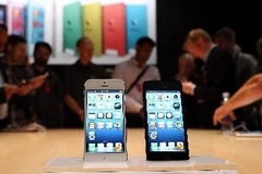 Điện thoại iPhone 5 mới được trưng bày tại San Francisco (Mỹ) ngày 12/9. (Nguồn: AFP/TTXVN)