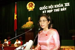 Đại biểu trình bày tại phiên họp Quốc hội ngày 24/5. (Ảnh: Nguyễn Dân/TTXVN) 