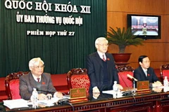 Chủ tịch Quốc hội Nguyễn Phú Trọng phát biểu khai mạc phiên họp. (Ảnh : Trí Dũng/TTXVN) 