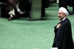 Tân Tổng thống Iran Hassan Rowhani trong phiên họp quốc hội ngày 12/8 tại thủ đô Tehran. (Nguồn: AFP/TTXVN)