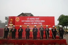 Động thổ xây dựng khu tưởng niệm ông Lê Đức Thọ. (Ảnh: Hữu Chiến/Vietnam+)